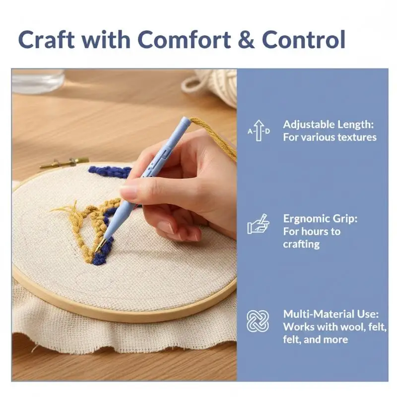 Embroidery Kit Punch Needle Stitching Tool Magic Embroidery Needle Pen Weaving Tool Knitting Sewing Tools For DIY