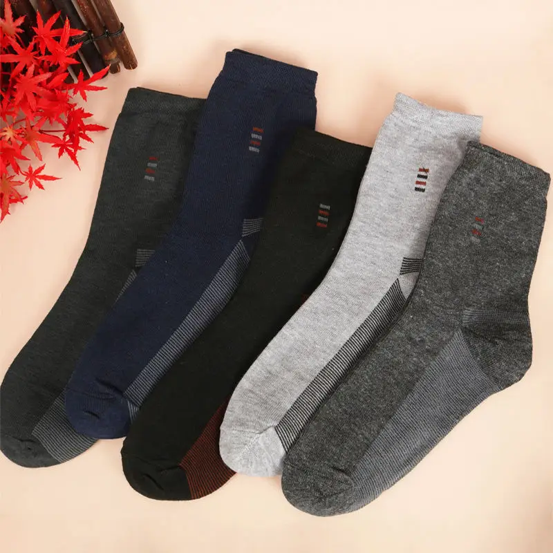 5 Pairs Black Men's Warm Socks Autumn And Winter High Quality Odor Proof Wear-resistant Comfortable And Classic Business Socks