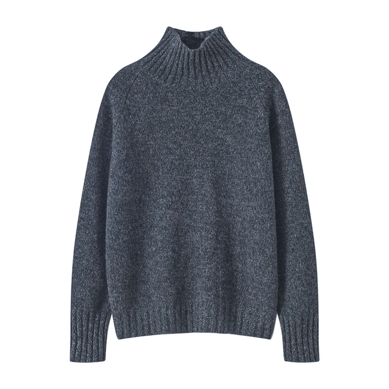 ZYCZCXX Cashmere Sweater Women's 100% Merino Wool Thickened Turtle Neck Loose Autumn and Winter Women's Clothes Retro Pullover