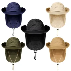 Men Bucket Hat with Shawl Summer Face Neck Protection Breathable Outdoor Hiking Camping Fishing Hat Neck Flap Anti-UV Sun Cap