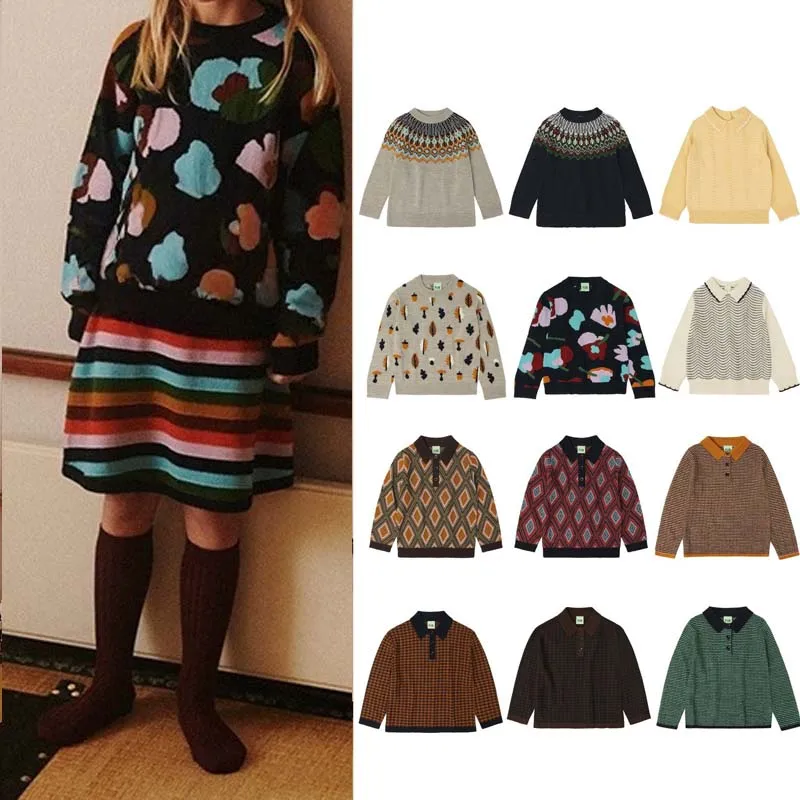 

PER-SALE 2025 Autumn Winter FUB Girls Sweaters Girls Knitted Jacquard Pullover Boys Sweaters for Girls Baby Boy Fashion Sweaters