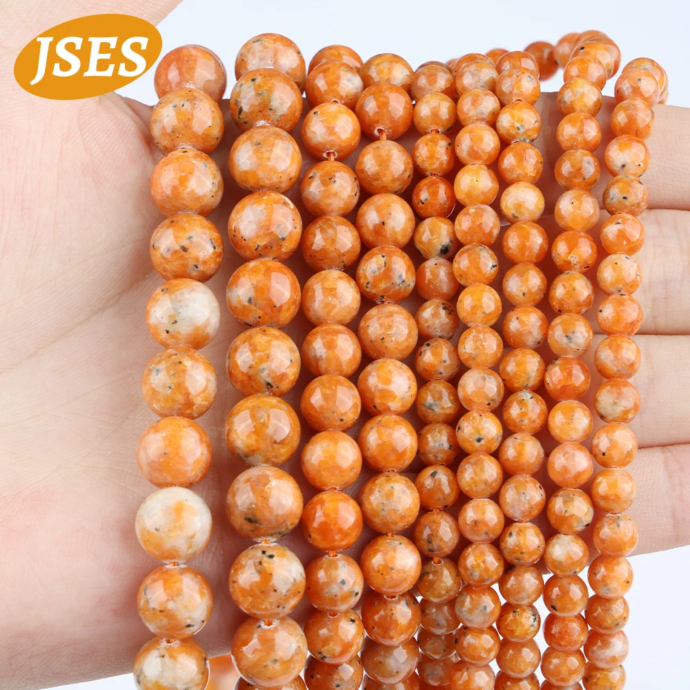 Natural Orange Calcite Stone Bead Round Jewellery Loose Spacer Ball Beads Gemstone 6/8/10mm for Jewelry Making DIY Accessories