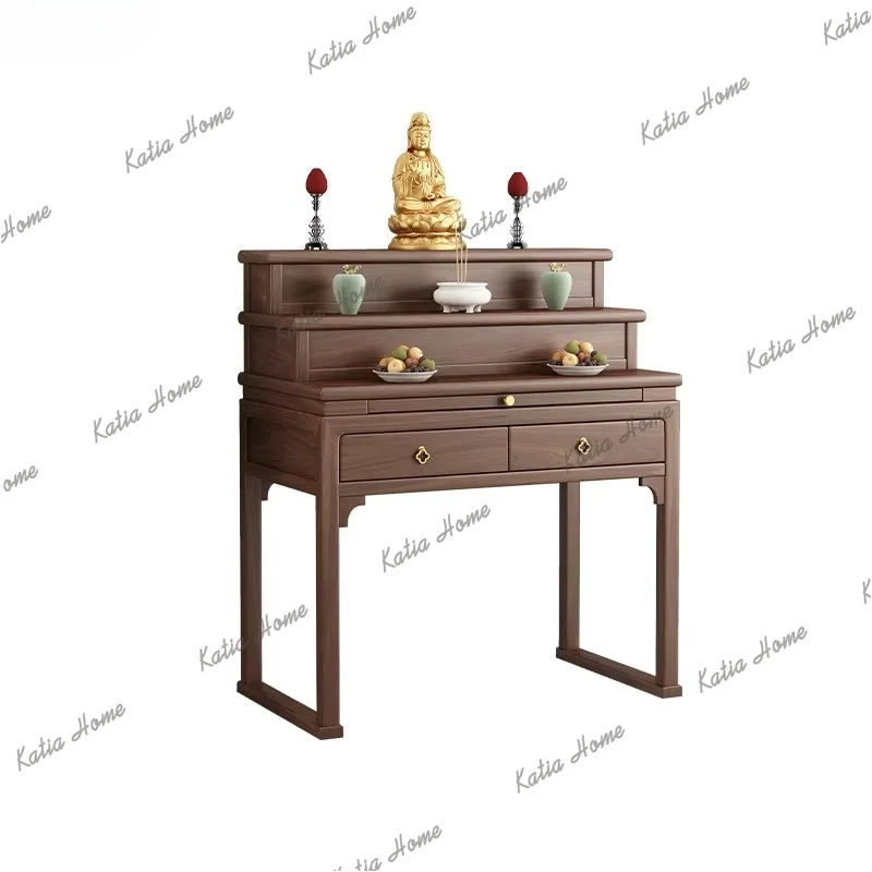 PG  new Chinese solid wood table incense case incense table Buddhist shrine simple God of Wealth shrine heightened