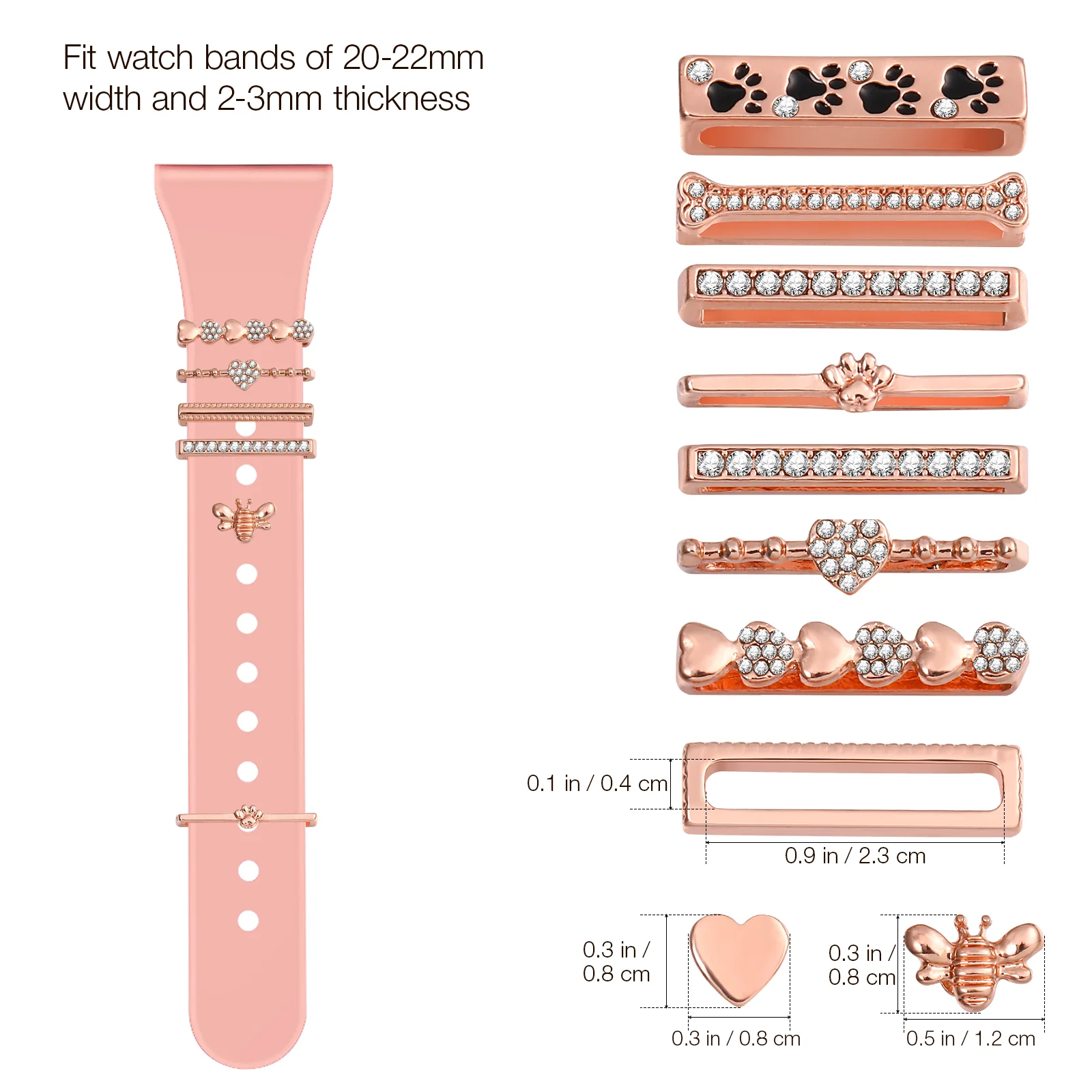 10 Pcs Accessories Strap Buckle Miss Rings Decorative Watch Metal Charm for Band