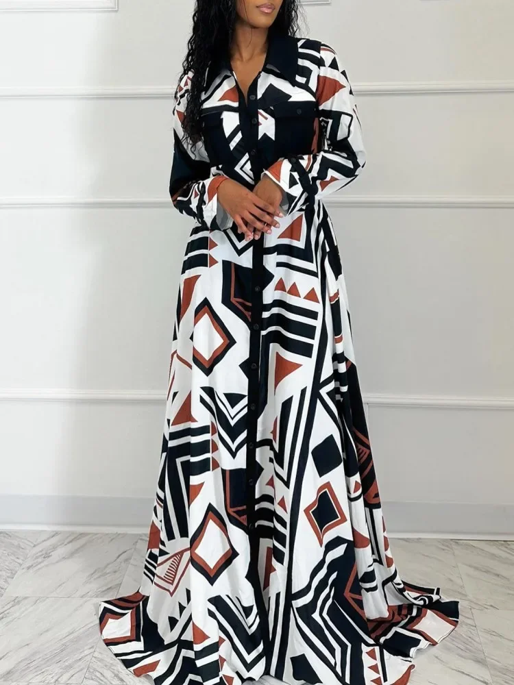 

Boubou Africain Femme African Print Dashiki Clothes Big Size Women Dress Long Sleeve Ankara Dresses Girl Party Dress 2023 Autumn