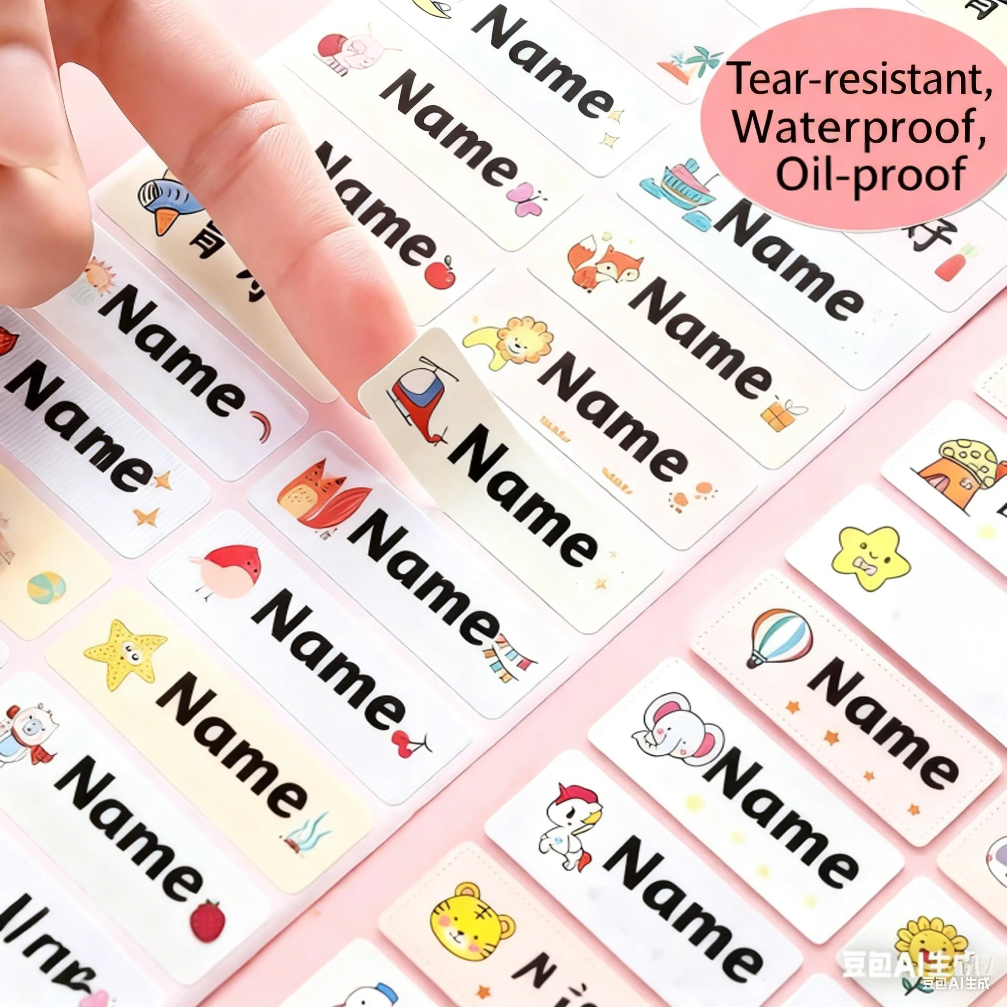 ملصقات اسم مخصصة ملصقات مقاومة للماء للزجاجات والأكواب وأدوات مكتبية للأطفال - تصميمات فريدة من نوعها، هدية متينة وصديقة للبيئة