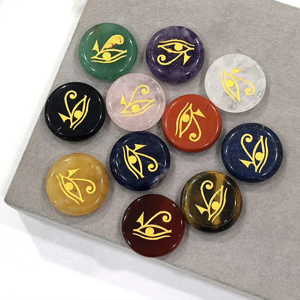 

5pcs/Lot Natural Stone Crystal Round Worry Stone Eye Quartz Mineral Healing Thumb Massage Chakra Spiritual Meditation Reiki 25mm