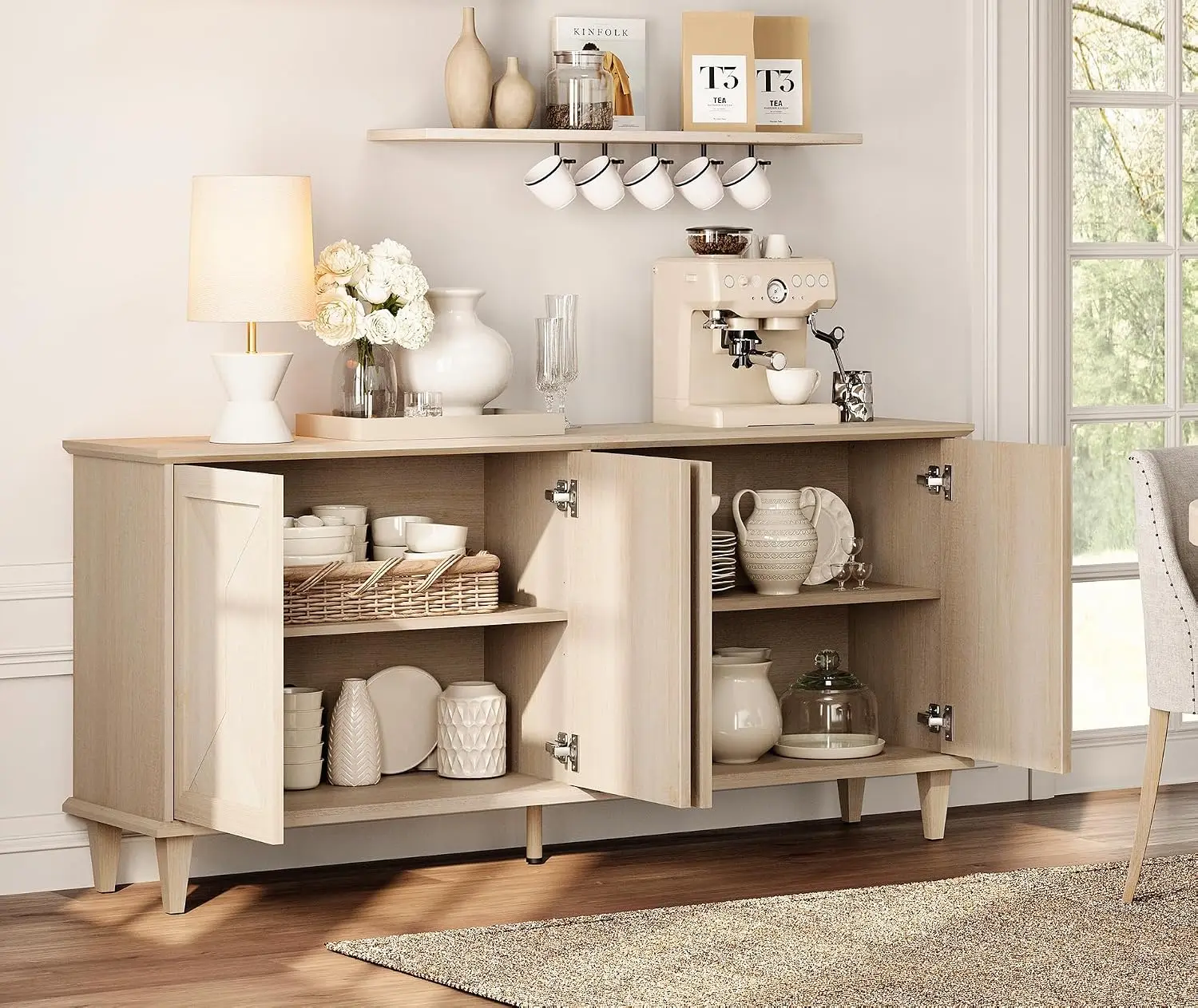 TV Stand with Patchwork Doors for 75