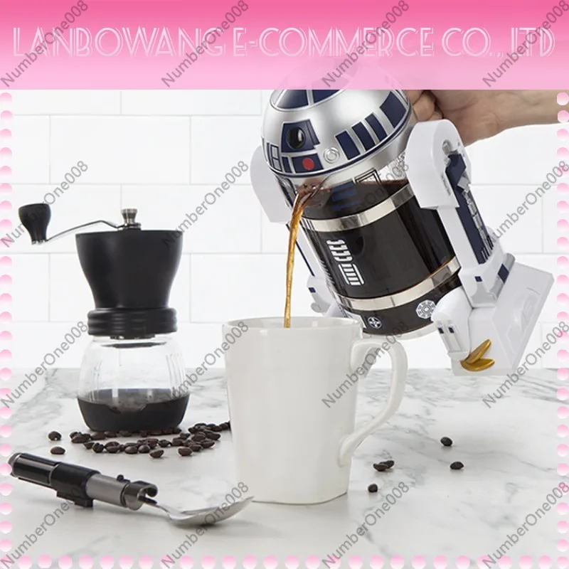 Creative R2D2 Robot Shape Mini Manual Drip Coffee Maker Insulated Coffee Pot French Press Pot For Home Office