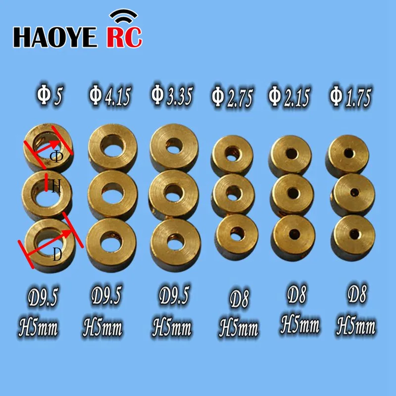 Haoye 구리 휠 칼라 잠금 랜딩 기어 스토퍼, RC 고정익 비행기 모델 부품, 1.75mm-5mm 구멍, 10 개