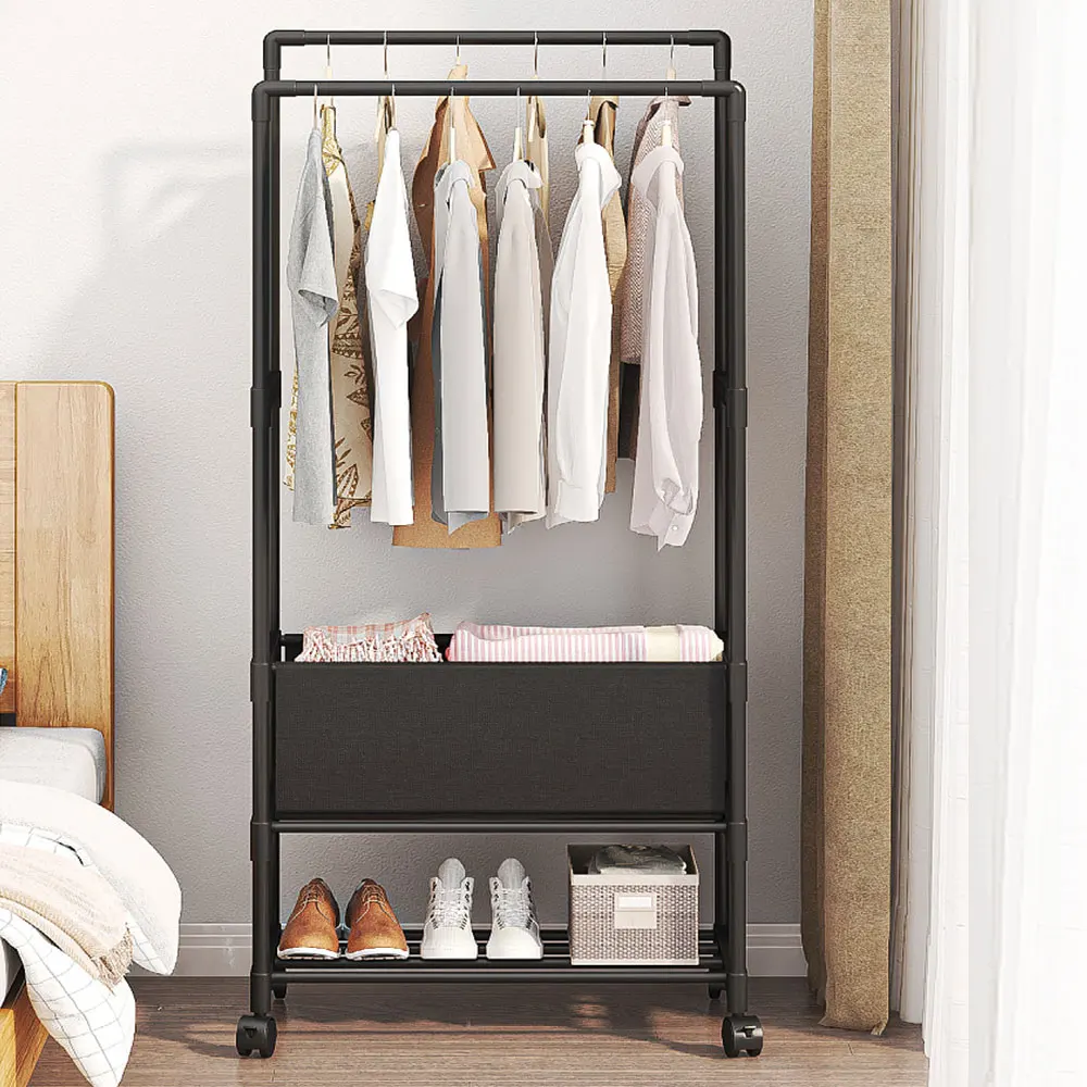 Voltsify Double Rod Metal Clothes Rack on Wheels