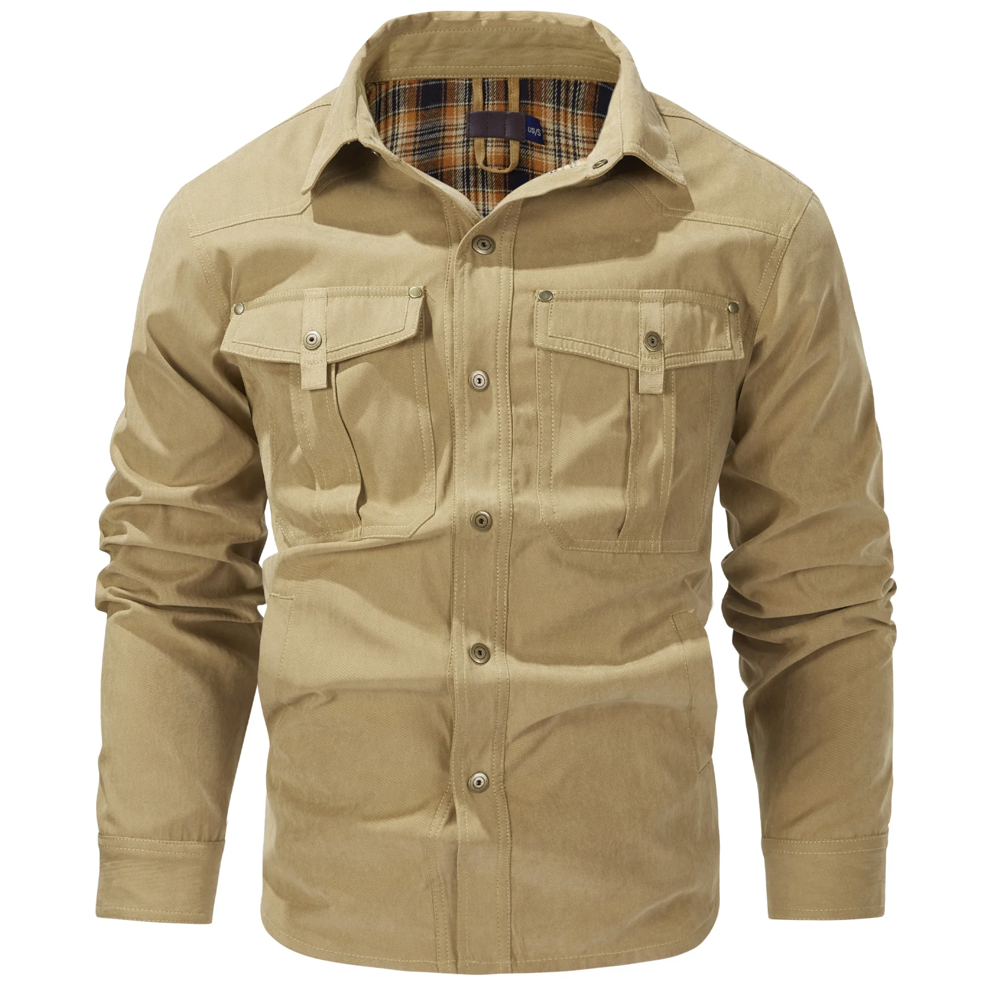 Winter Male Blouses jacket Long Sleeve Shirts Casual Cotton Shirt High Quality Solid Color Corduroy shirt Brand Clothing