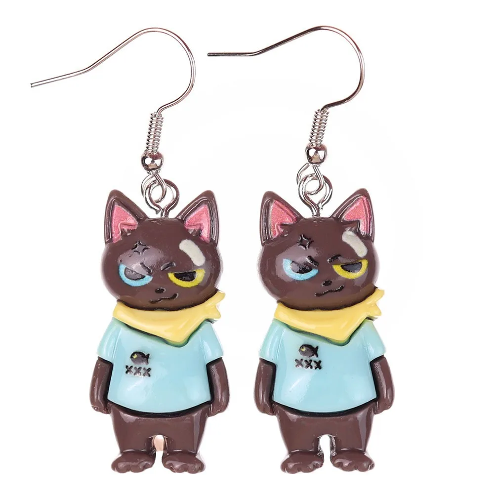 1pair Fun Cute Cartoon Cat Earrings Children's Fun Girl Heart Ear Hook Ear Drop Earrings Jewelry image 4