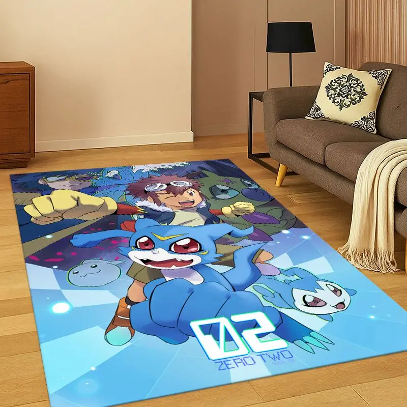 3D Digimon Adventure Angewomon Agumon Cartoon Carpet Rug for Bedroom Living Room Sofa Doormat Home Decor, Area Rug Non-slip
