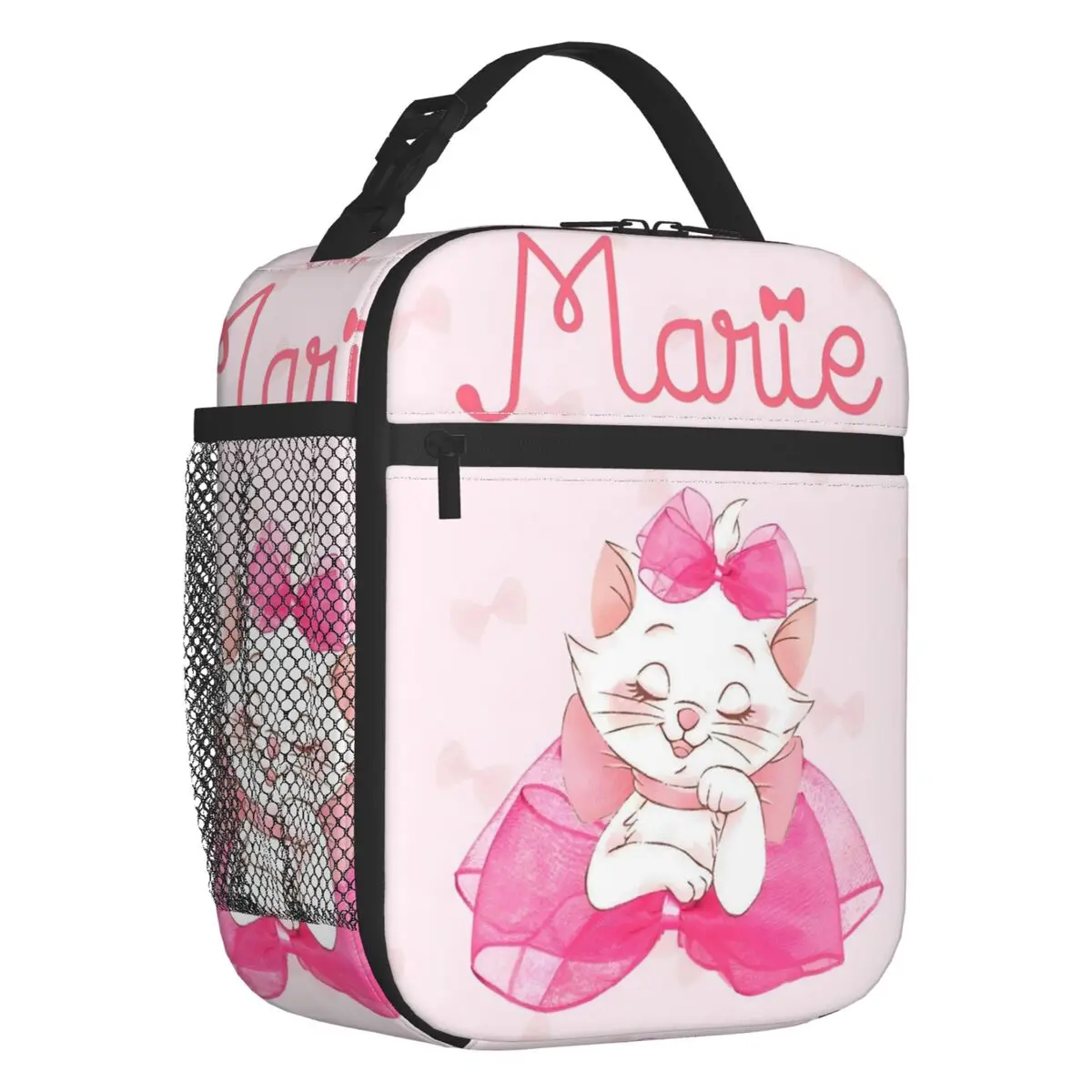 

Custom Marie Cat Lunch Bag Cooler Warm Cartoon Movie Pink Kitten Film Insulated Lunch Box for Student School