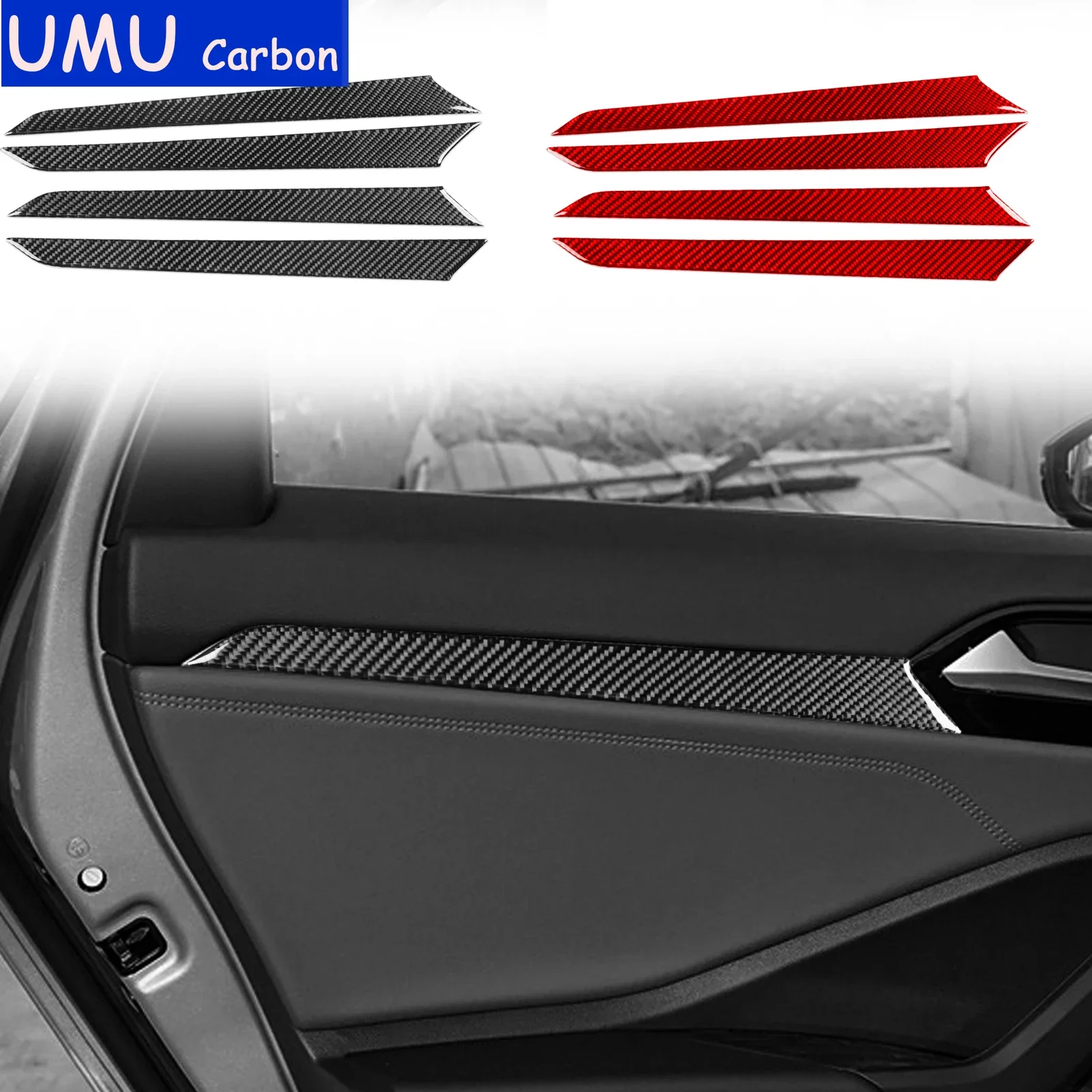 For Volkswagen VW Sagitar 2019—2023 LHD Real Carbon Fiber Door Decorative Panel Cover Trim Sticker Interior Decal Accessories