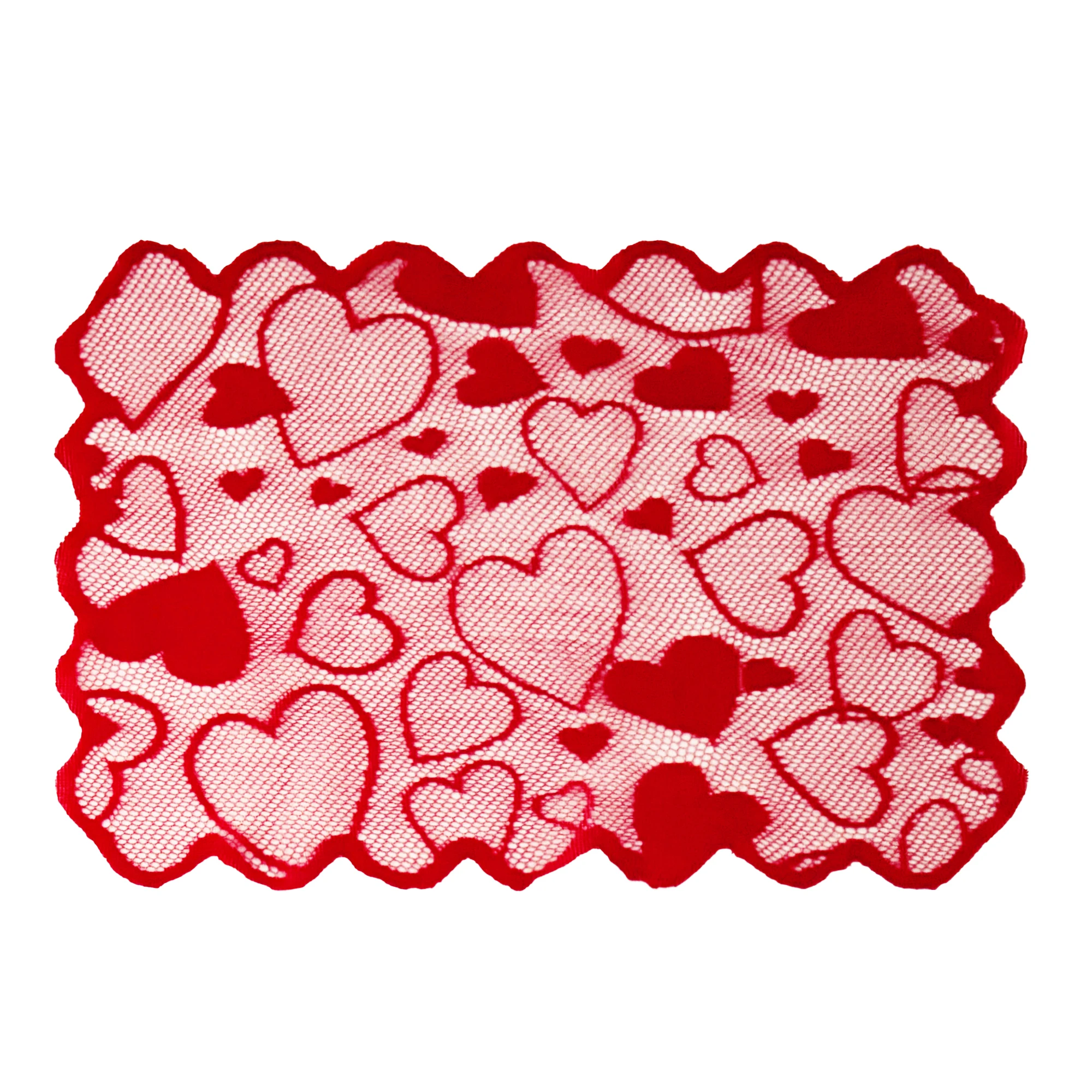 1Pc Valentine\'s Day Love Lace Table Flag Placemat Set Wedding Red Wine Bottle Festive Tablecloth Home Decoration