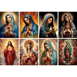 Full Drills,Diamond Painting Maria Rosary The Blessed Virgin Diy Full Mosaic Embroidery Rhinestone Kit Mother Mary Picture Decor