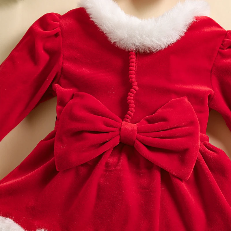 Peleles para niñas pequeñas, ropa de Navidad, falda de retazos de terciopelo, dobladillo, manga larga, monos de otoño para niños pequeños con diadema