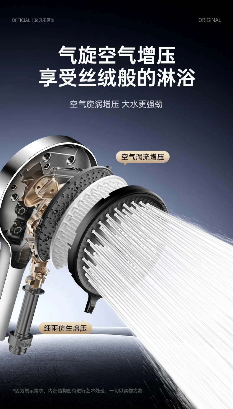 New 1Pcs Filter Booster Shower Head Six-Speed Adjustment With Water Seal Multifunctional Home Shower Bathroom Accessories