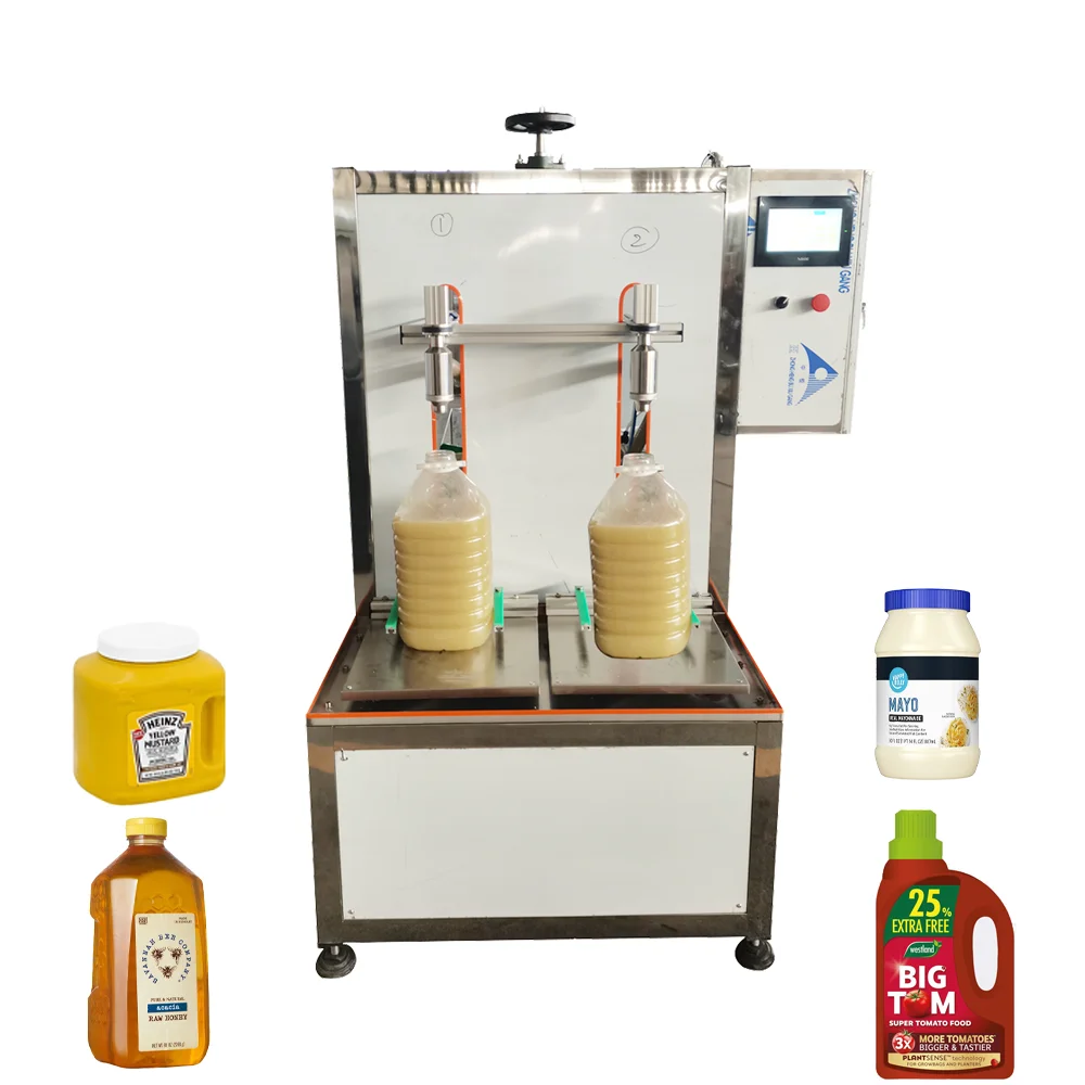 Máquina de llenado semiautomática de aceite de oliva, lata de 20 litros, botella de aceite de palma, líquido en barra, 2 cabezales