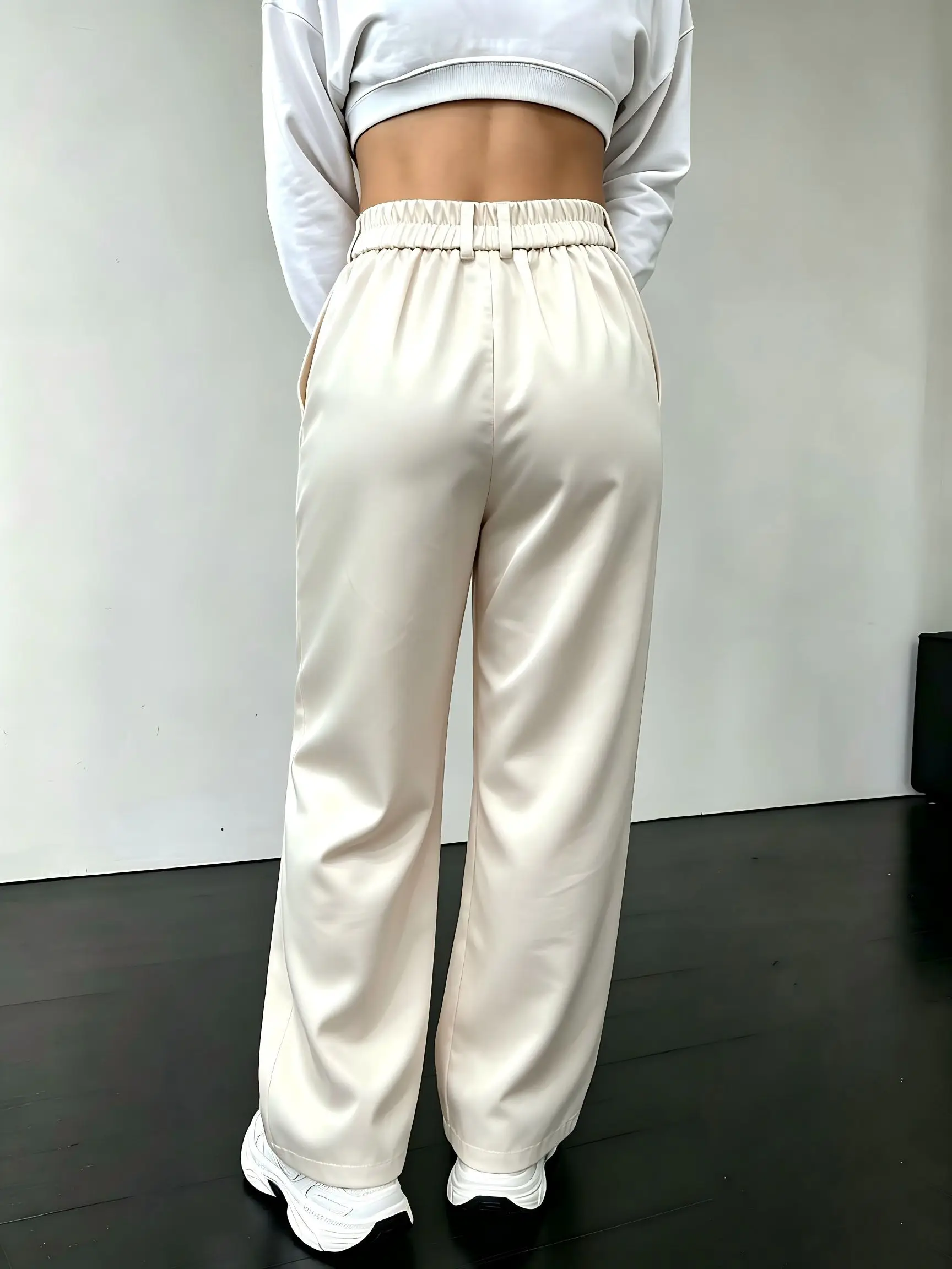 Women's Elegant Street‑Style Loose Elastic‑Waist Multi‑Pocket Cargo Pants - Y2K Fashion Casual Trousers