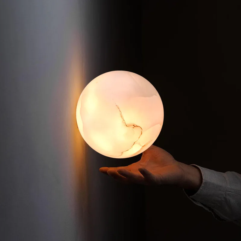 Nordic Imitation Alabaster Globe Wall Lamp LED Glass Light for Bedroom Bedside Living Room Aisle Corridor Home Decor Lighting