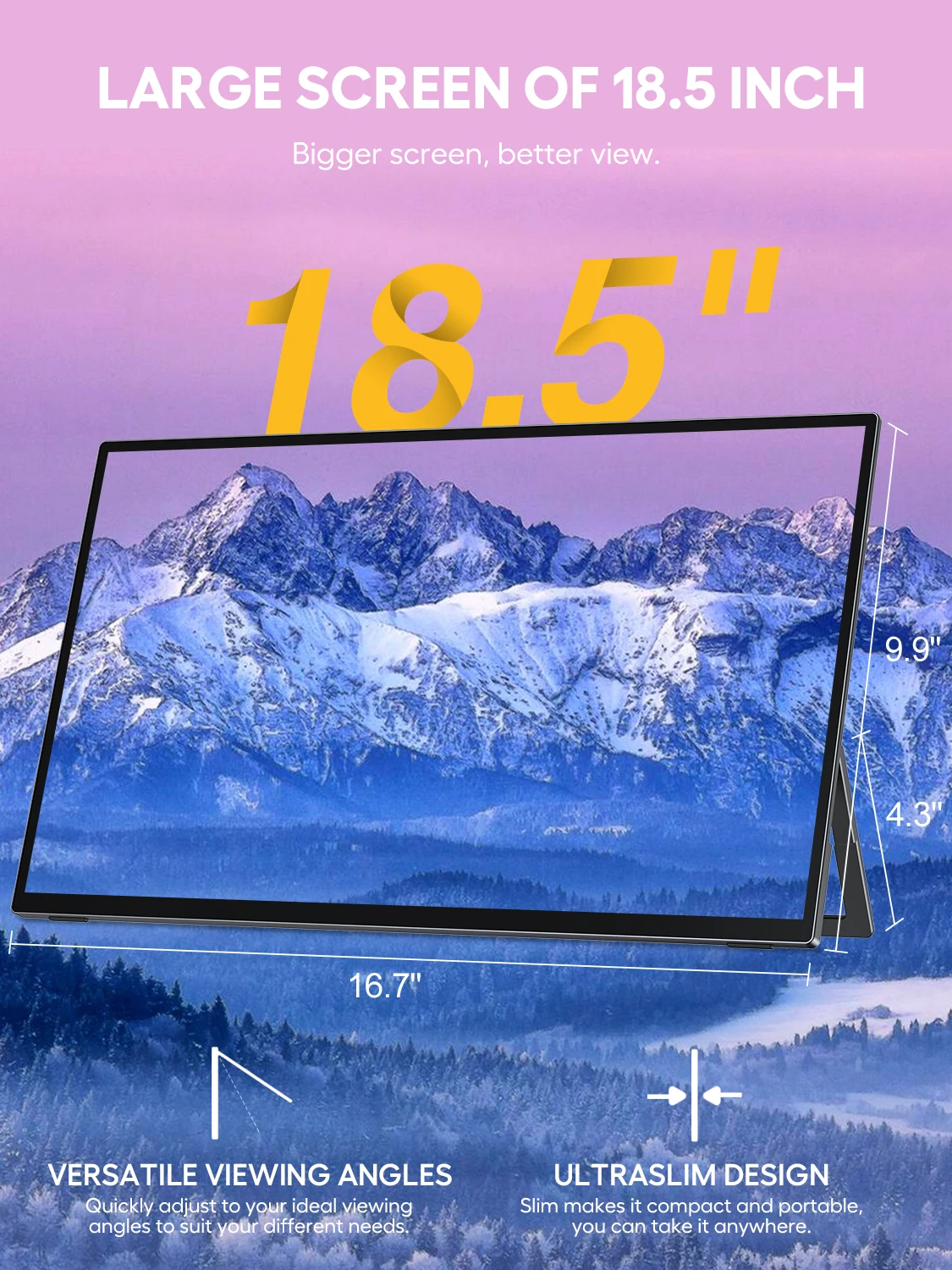 UPERFECT 120Hz Touch Screen Portable Monitor 18.5'' Laptop Extend Screen With Type-c Mini HDMI Second Display For MAC/Laptop/PC
