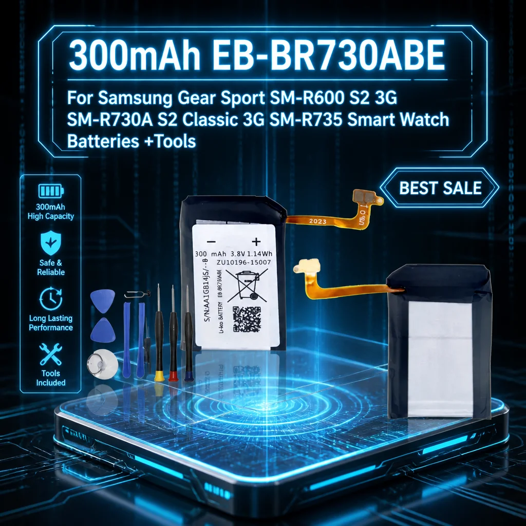 

300mAh EB-BR730ABE 3.8V Battery For Samsung Gear Sport SM-R600 S2 3G SM-R730A S2 Classic 3G SM-R735 Smart Watch Batteries +Tools