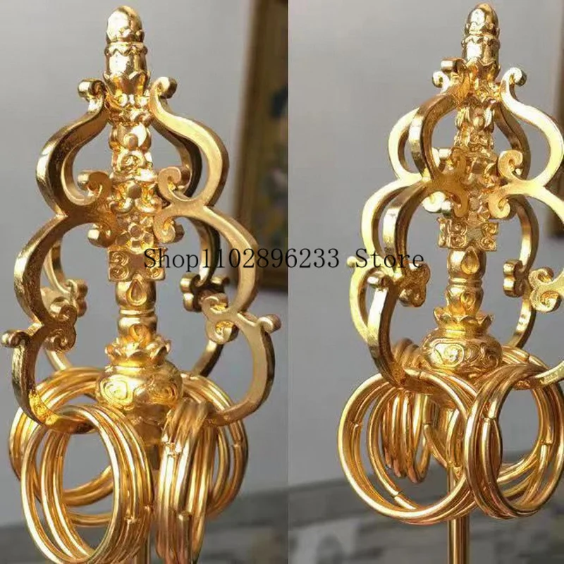 High-quality Ksitigarbha Bodhisattva ritual staff, four-sided meditation staff12Wholesale of gold-plated alloy staffs and ritual