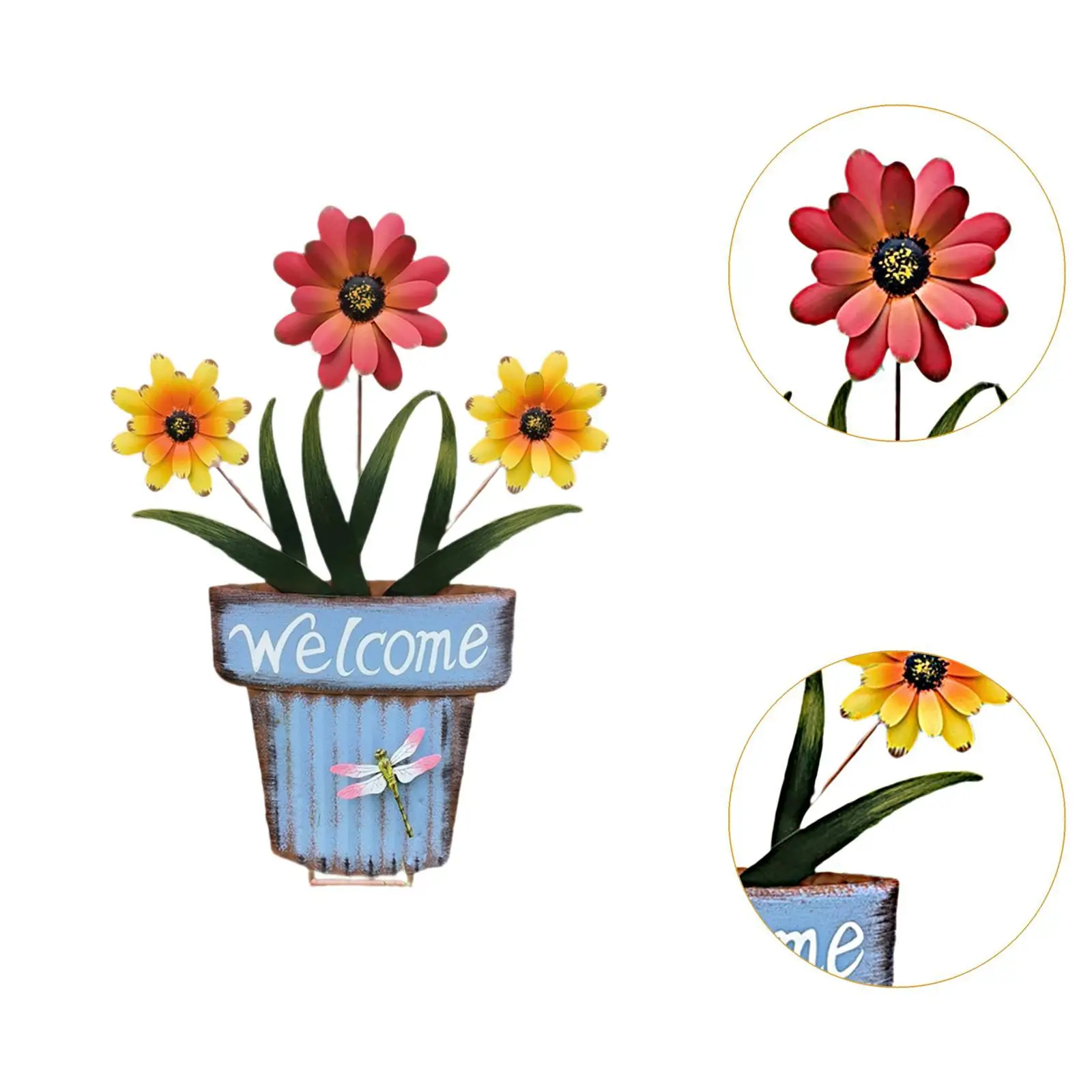 Flower Pot Garden Stake 2D Decor Decoration for Landscape Backyard Pathway