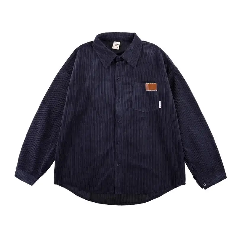 코듀로이 긴팔 캐주얼 셔츠 남성용 루즈핏 아메리칸 레트로 고급감 셔츠 재킷 가을 겨울 청년 인기