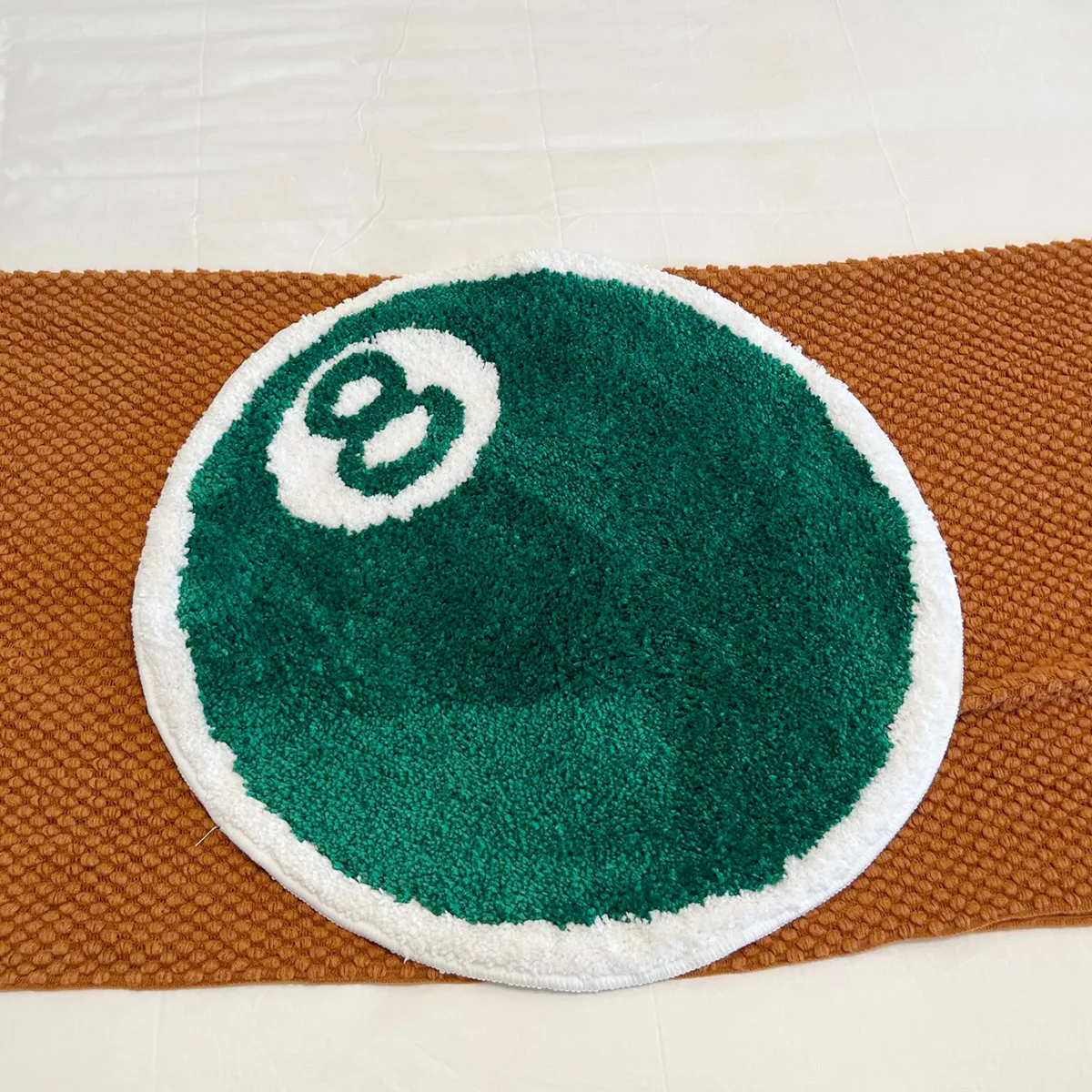Green No. 8 Round Billiards Tufting  Rug Carpet Soft Plush Tufted Mug Kitchen Carpet Rugs Non-Slip Abosrbent Bathroom Floor Mat