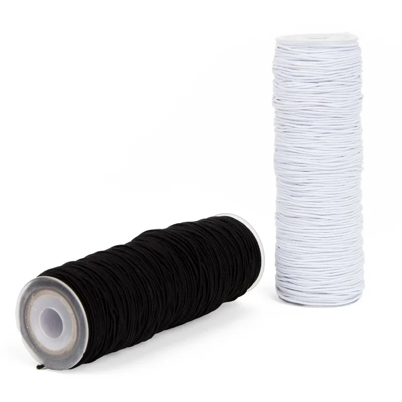 Black & White Stretch Cord 2-Pack Rubber Elastic String for Bracelet & Jewelry Making