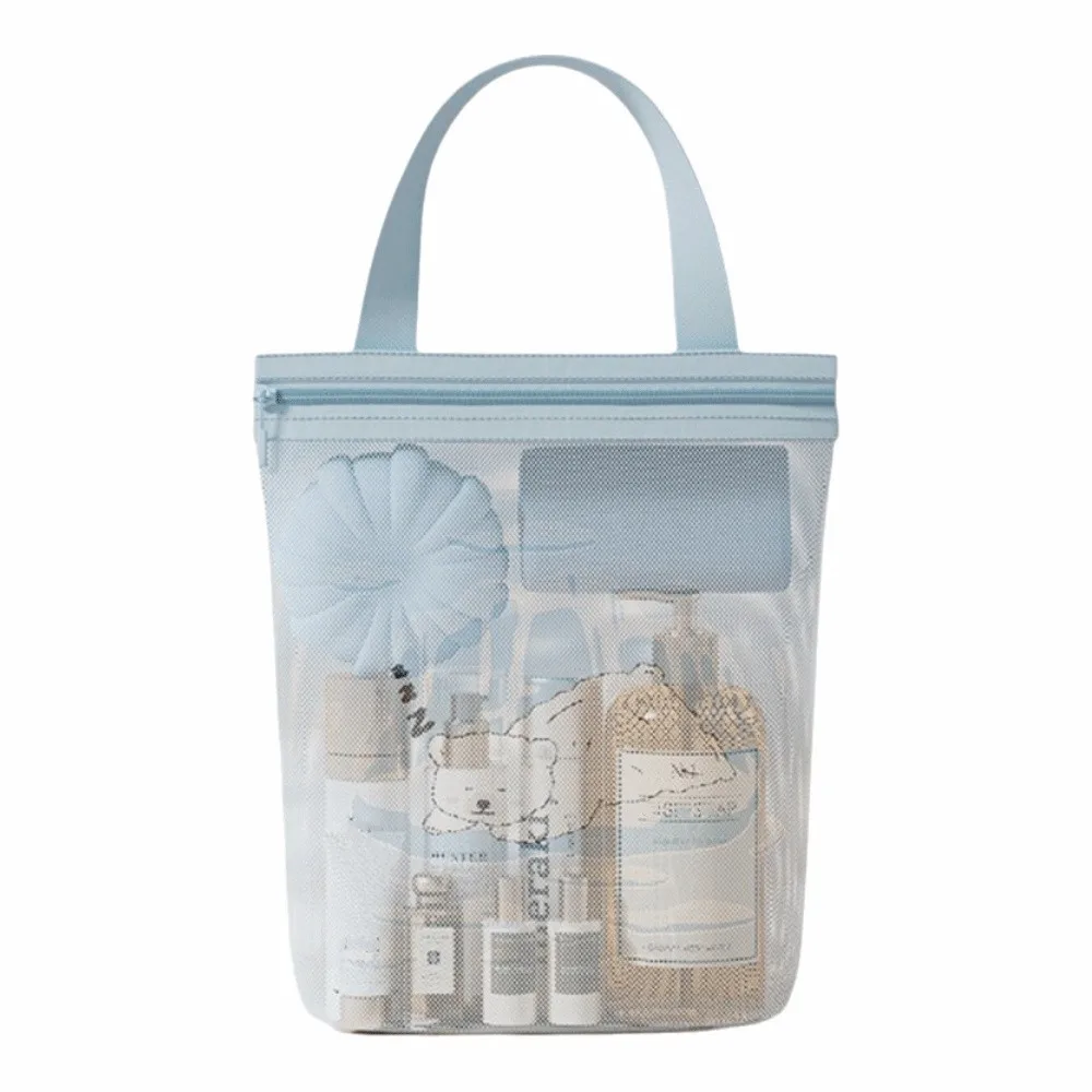 Cosmetic Bag Large Capacity Printed Mesh Bag Breathable Drain Mesh Storage Bag Portable Handheld Toiletry Wash Bag College Dorm