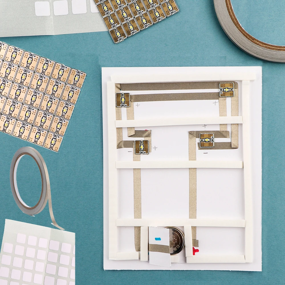 Białe naklejki na obwody LED i taśma przewodząca do projektów oświetleniowych Zestaw do tworzenia lekkich rzemiosł Scrapbooking Narzędzie do majsterkowania 2024