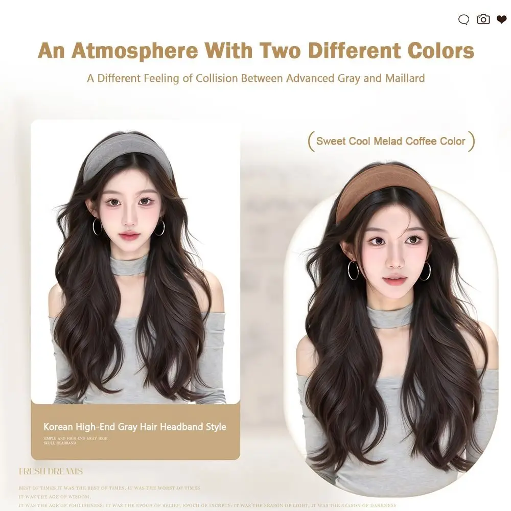 

Trendy Long Wavy Curly Headband U-Shape Natural Fake Half Hair Band Hair Extension Hairpieces Synthetic for Women