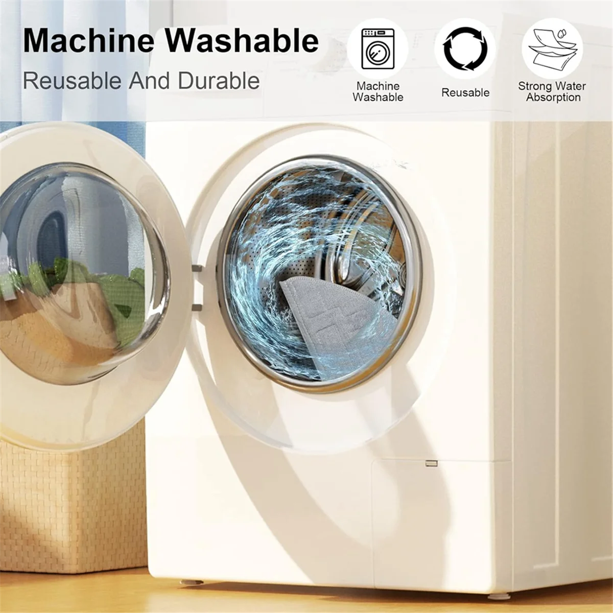 ABBR 5 Pcs Mop Pads for Roborock S8, S8+, S8 Pro Ultra Robot Vacuum, VibraRise 2.0 Washable Reusable Mopping Pads