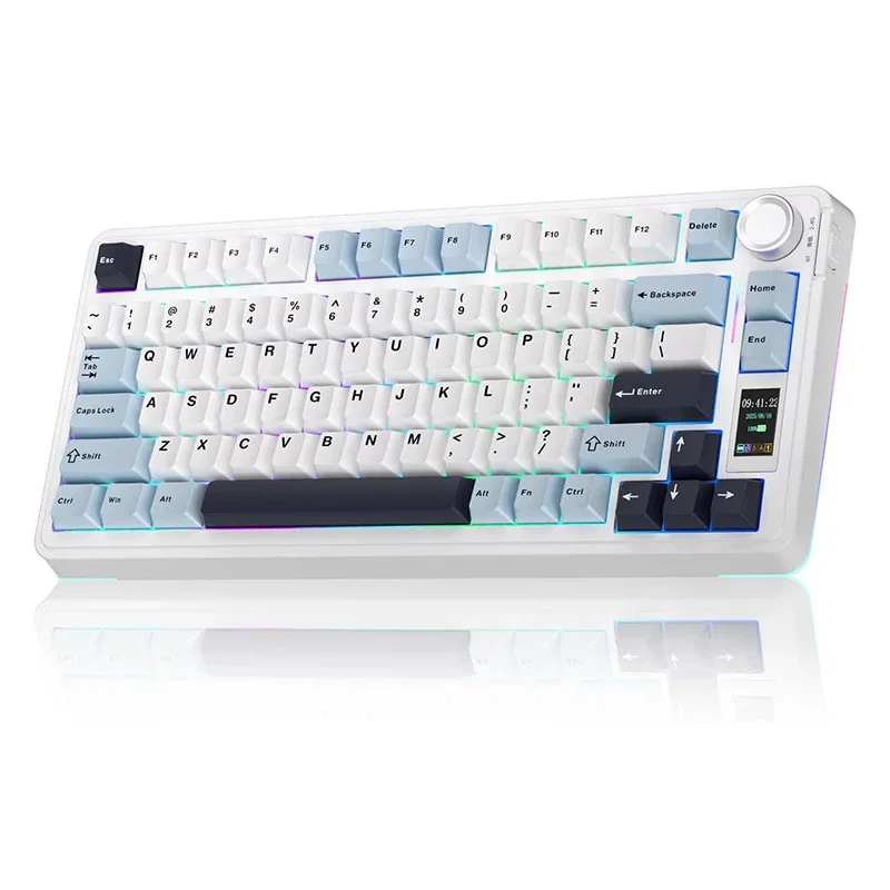 Teclado mecânico para jogos AULA S75 Pro 75% Hot Swappable RGB retroiluminado 4000mAh PBT Keycaps Teclado sem fio com botão de tela LED