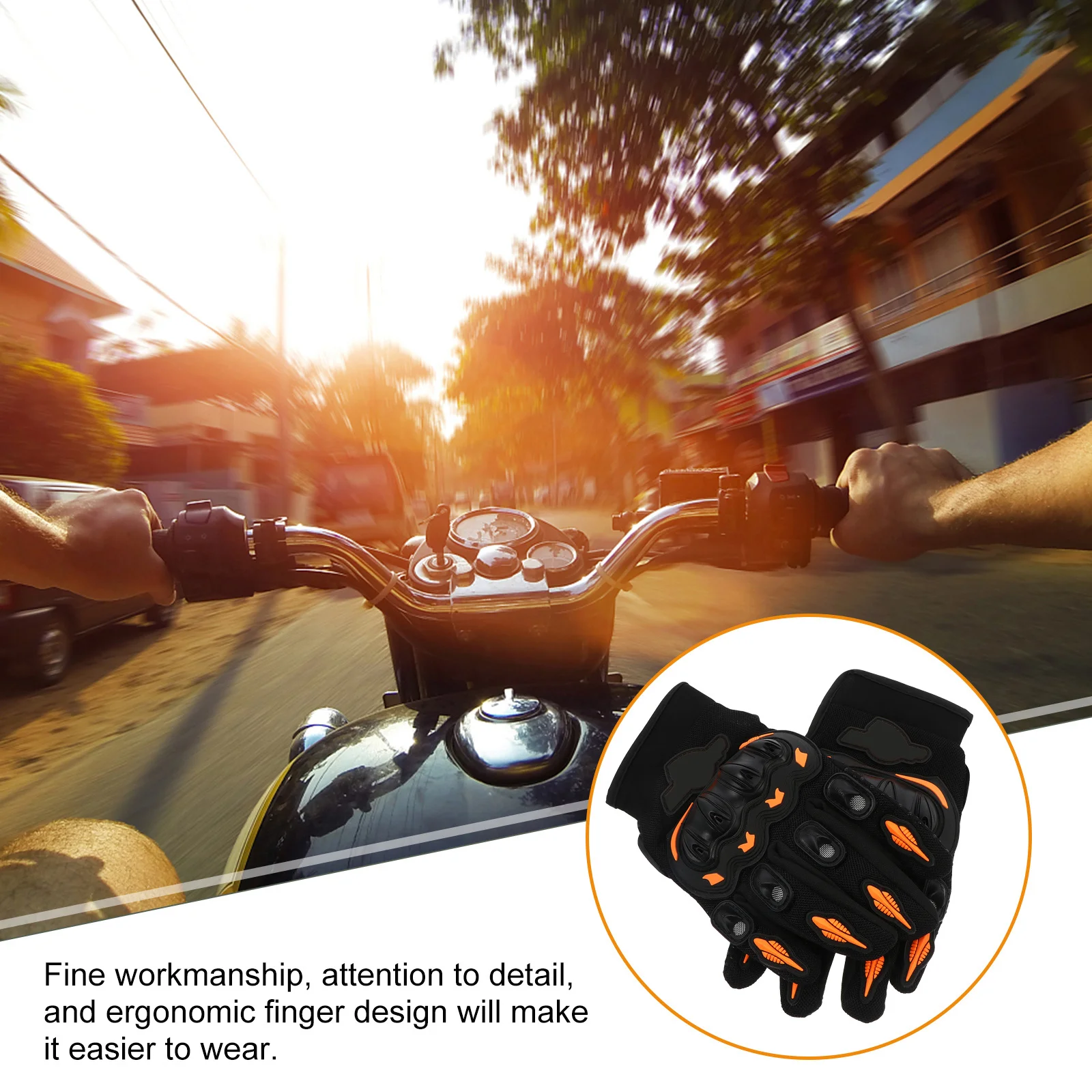 1 زوج دراجة نارية قفازات الدراجات حامي المضادة للانزلاق أصابع كاملة مقاومة الاصطدام في الهواء الطلق المشي لمسافات طويلة تسلق البرتقال