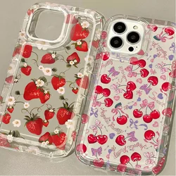 Full Screen Cherry Strawberry Case For Samsung Galaxy S24 Ultra S22 S21 S23 FE S20 Plus Note 20 10 Pro A34 A54 A33 A53 Back Etui