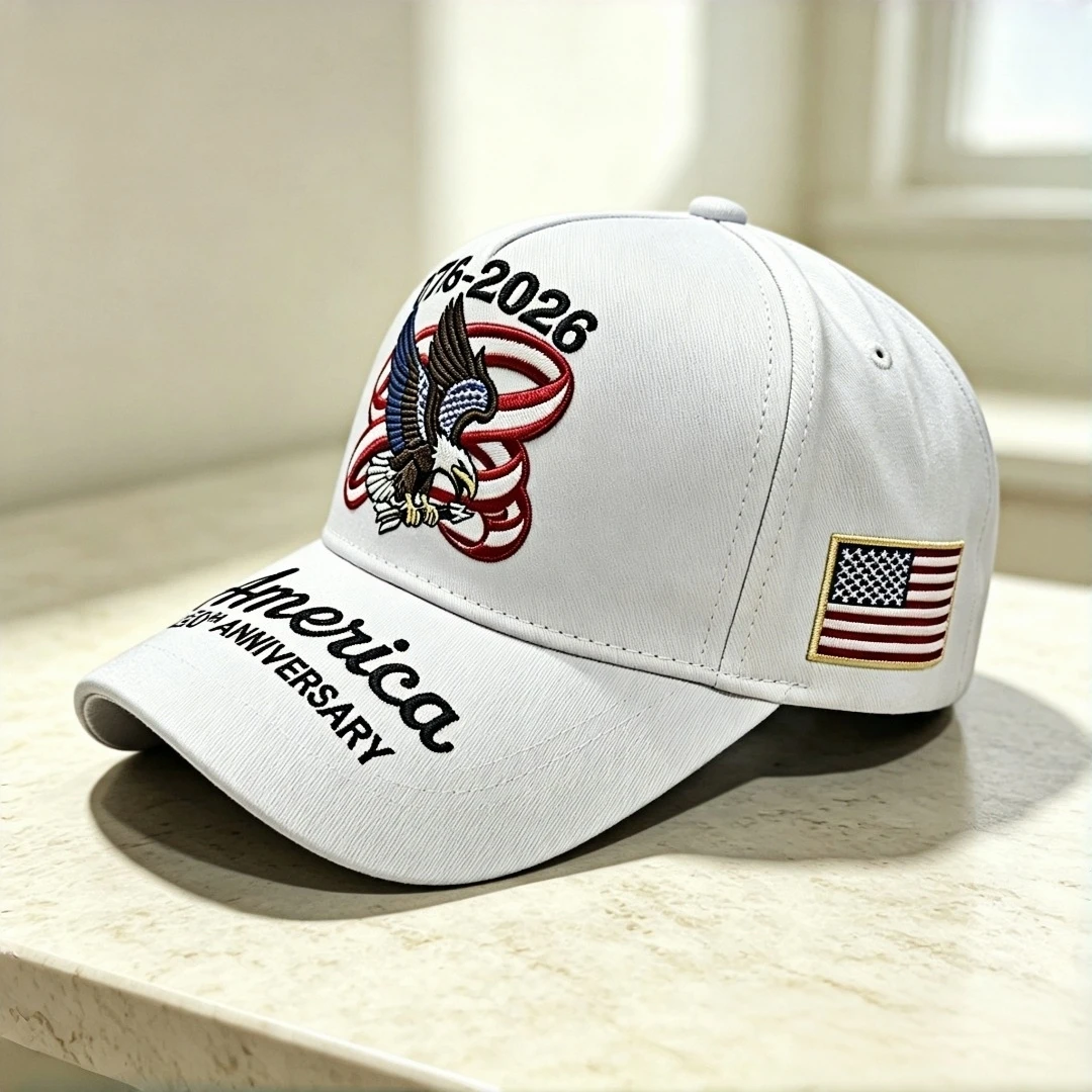 250th Anniversary of the United States 1776 - 2026 Bald Eagle Ribbon Embroidered Baseball Cap Patriotic Flag Adjustable Casual O