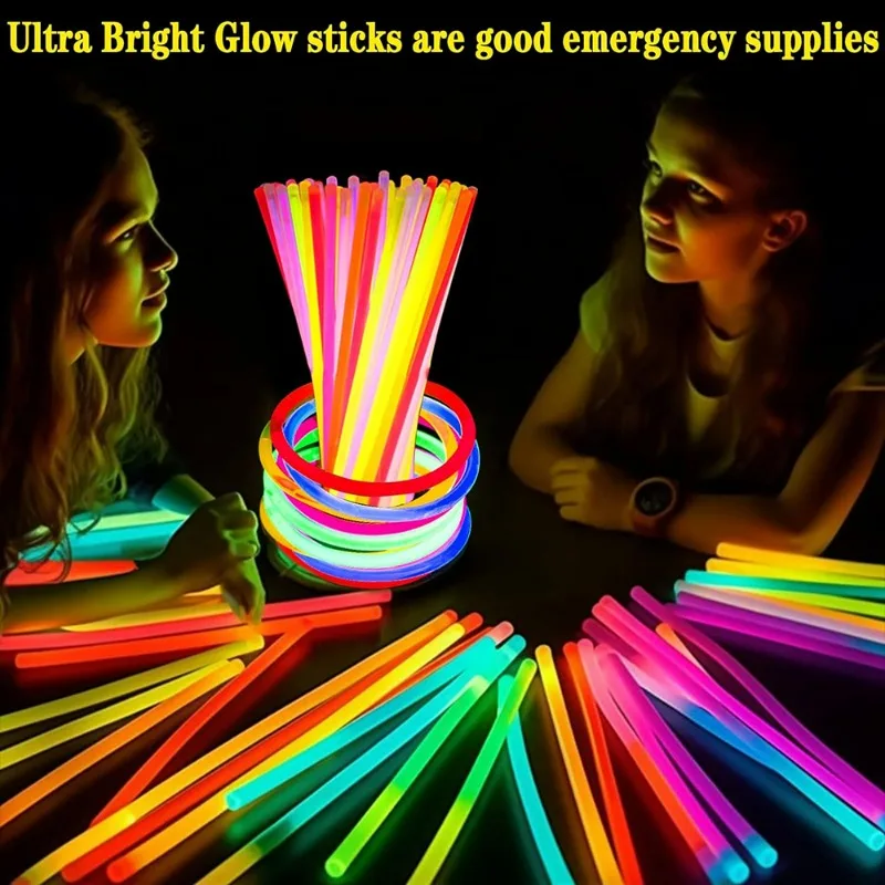 100-10pcs Party Fluorescence Sticks Bracelet Necklace Neon For Wedding Party Bendable Glow Sticks Bright Colorful Glowing Stick