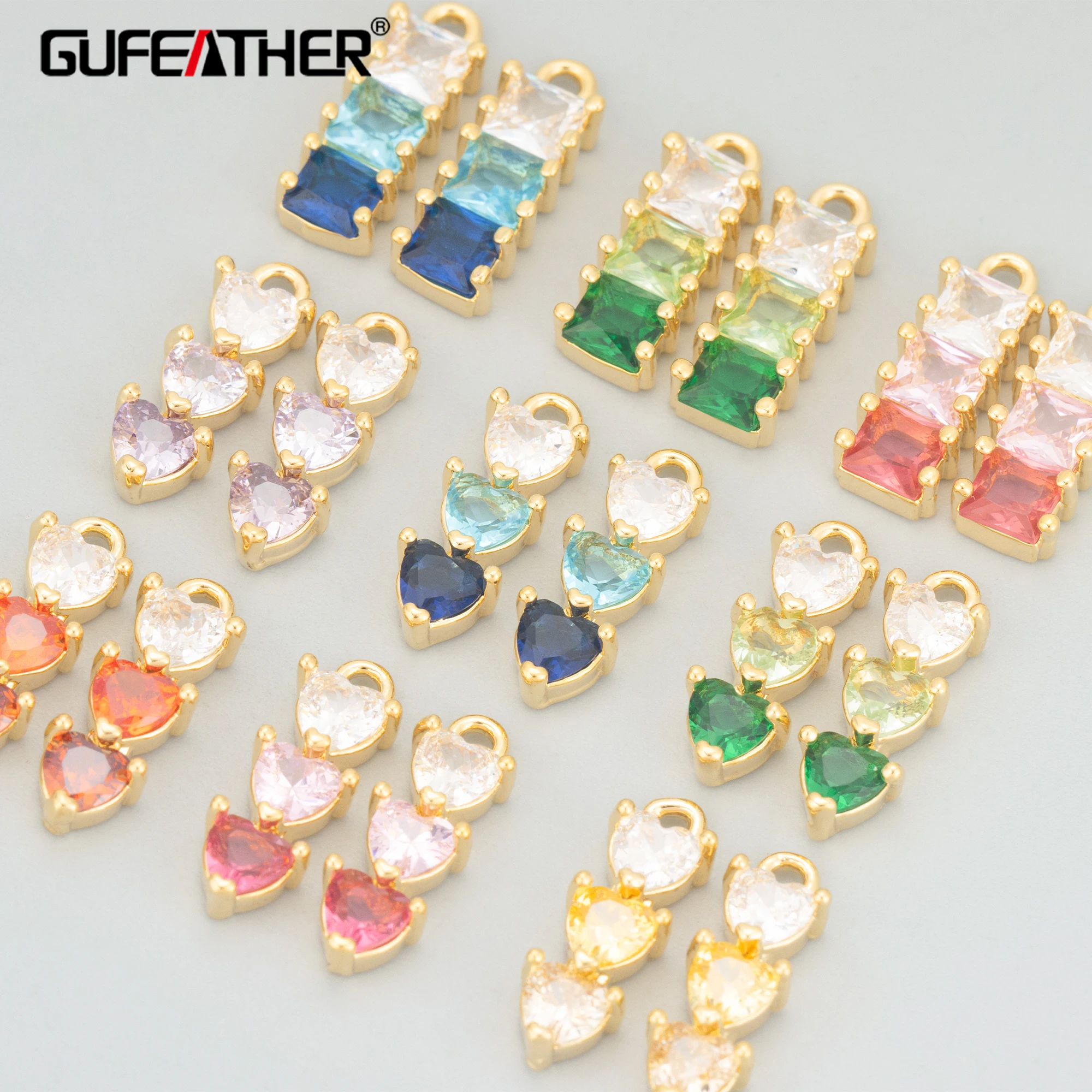 

GUFEATHER,6pcs/lot,MH33,jewelry accessories,18k gold rhodium plated,copper,zircon,nickel free,jewelry making,charms,diy pendants