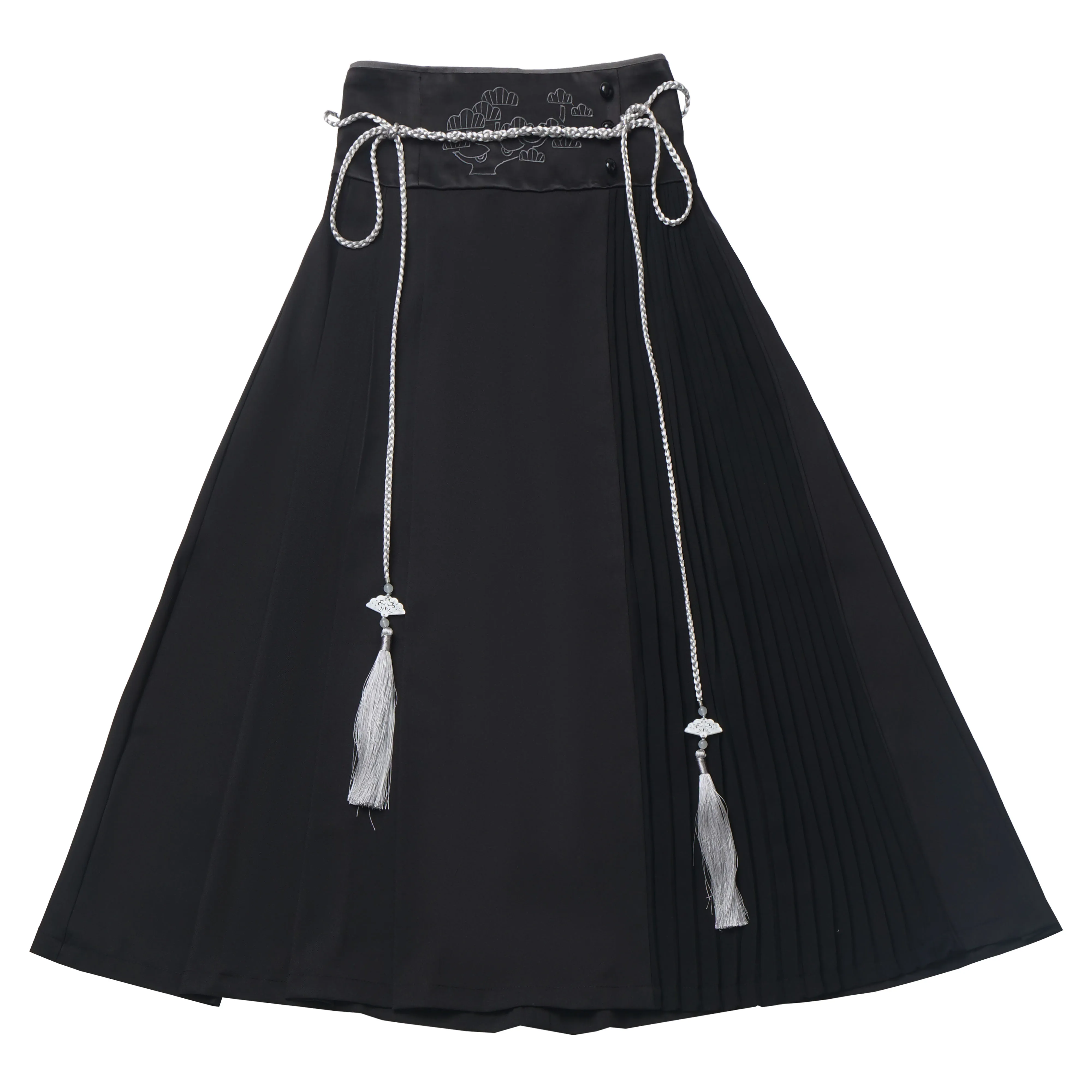 Chinese Style Retro Long Sleeve White Shirt Cardigan Tassel Belt Long Skirt New Autumn Woman Girls Cool Skirt Set Outfits