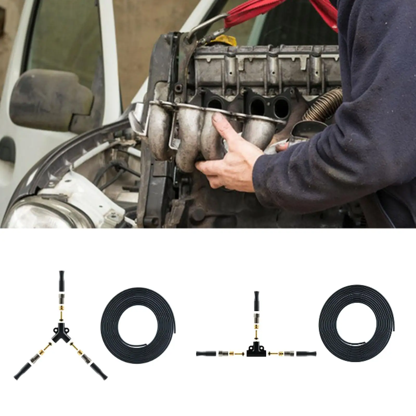 

Hydraulic Oil Splitter Connector Hydraulic Brakes Hose Kit Oil Line Splitter