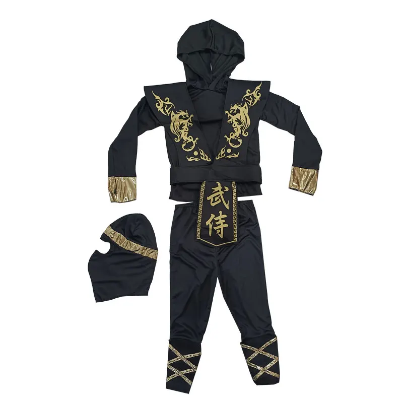 Carnevale Bambini Costume Ninja Ragazzi Cosplay Assassino Dart Dagger Set Regalo di Halloween Abbigliamento con cappuccio