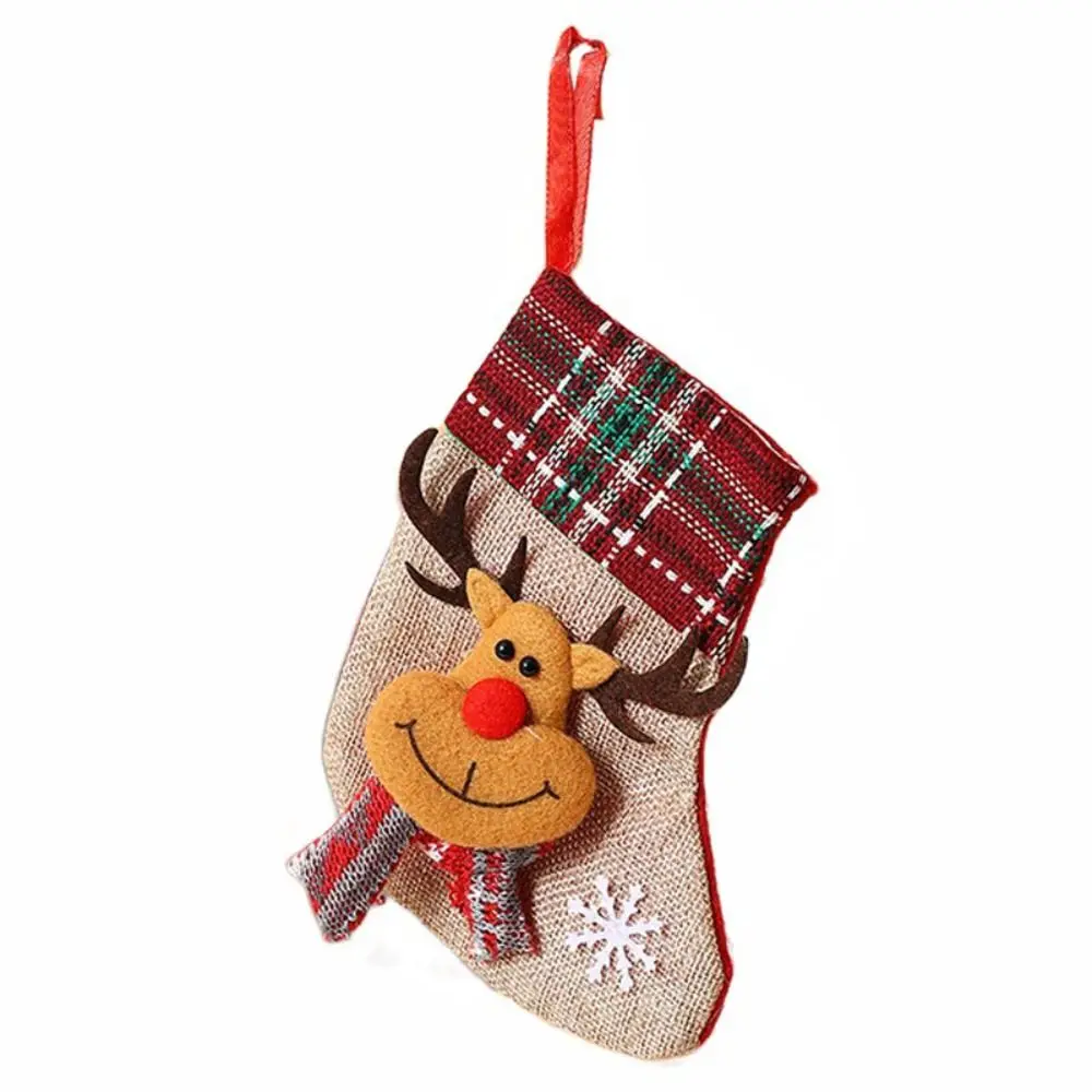 

Snowman Hanging Christmas Stocking Santa Reindeer Christmas Gift Sock Large Red Gift Bag Christmas Decor
