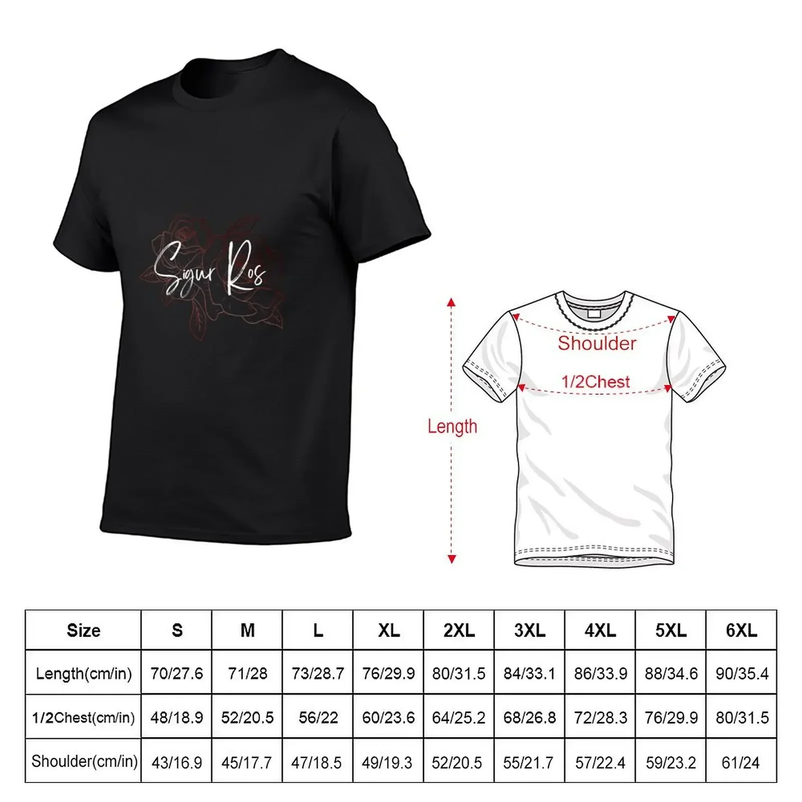 Sigur Ros red rose T-Shirt tops hippie clothes mens funny t shirts