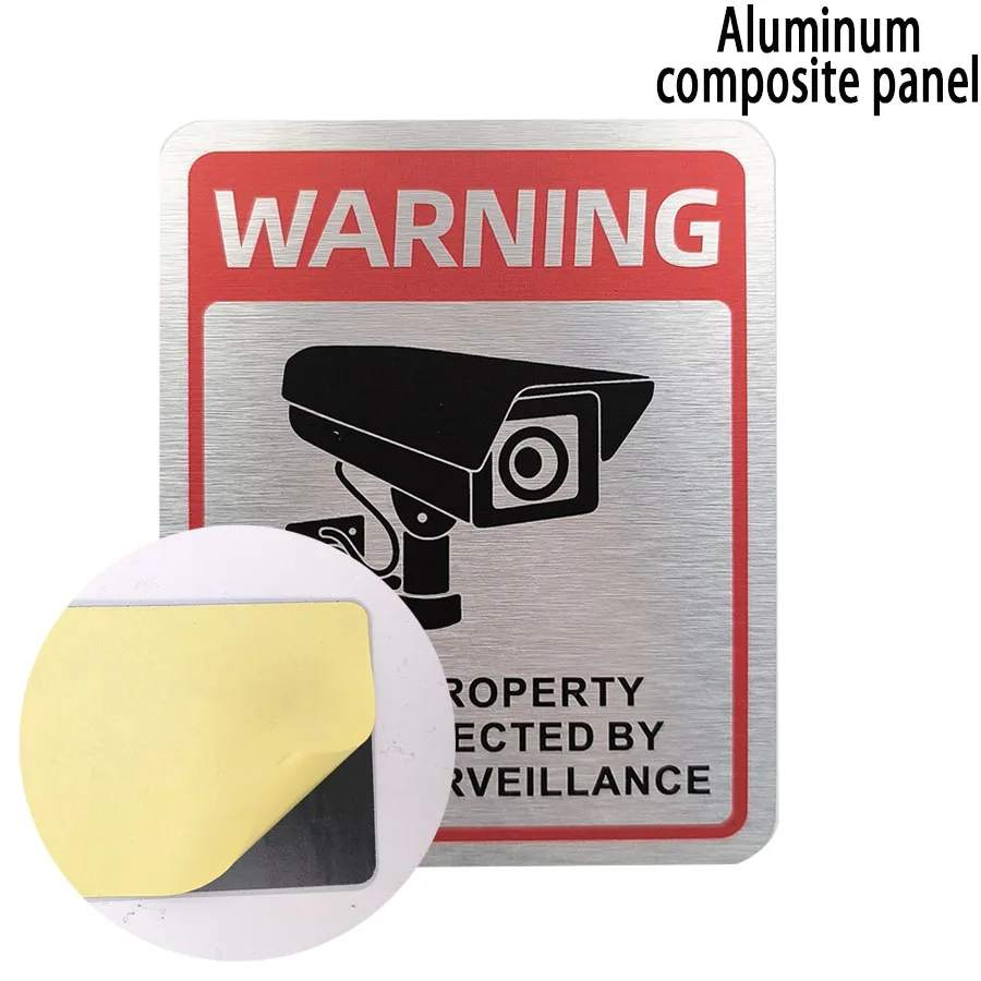 علامة موجزة لمراقبة لوحة الألومنيوم، علامة تحذير إنجليزية على مدار 24 ساعة، علامة منطقة مراقبة الفناء للإقليم الخاص